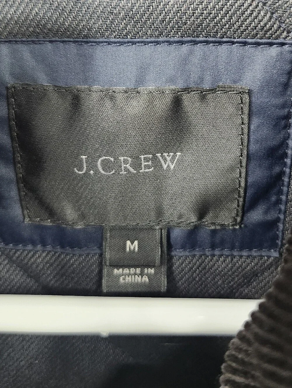 J.Crew Jacket Mens M Navy Diamond Quilted Barn Field Corduroy Collar Zip Snap